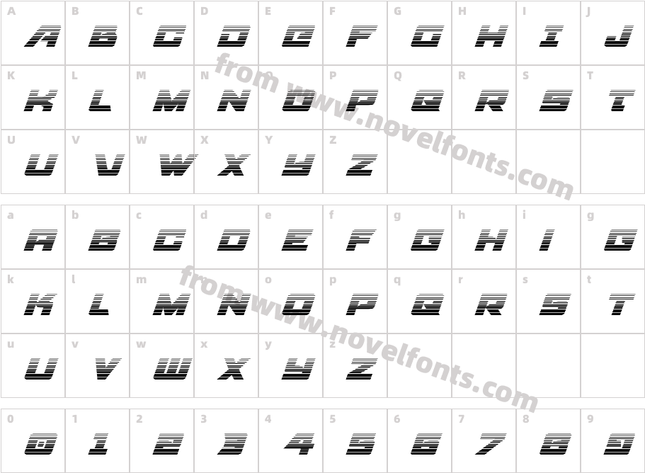 Aircruiser Gradient ItalicCharacter Map