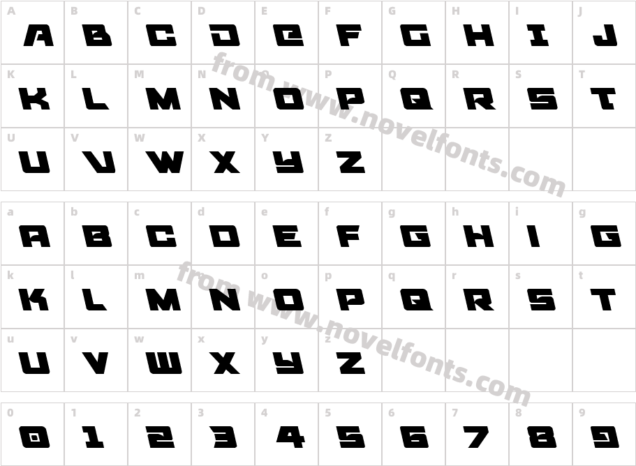 Aircruiser LeftalicCharacter Map