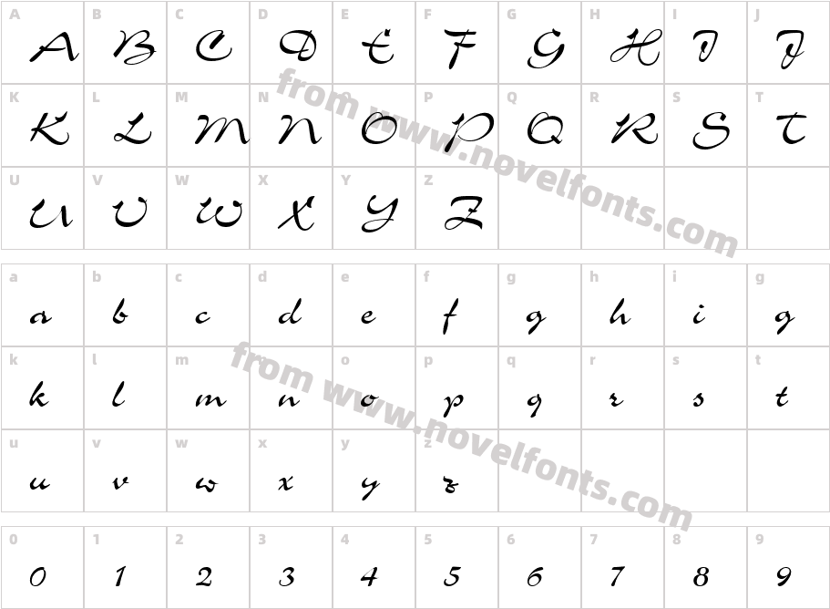 Airfoil ScriptSSK RegularCharacter Map