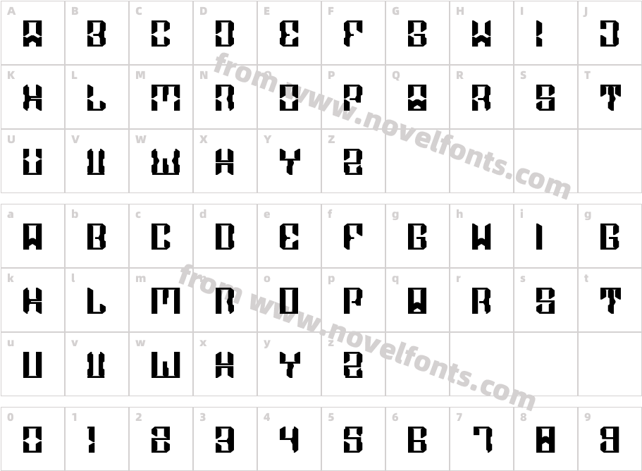 Airobotech RegularCharacter Map