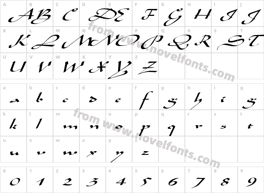 AladdinExpanded ItalicCharacter Map