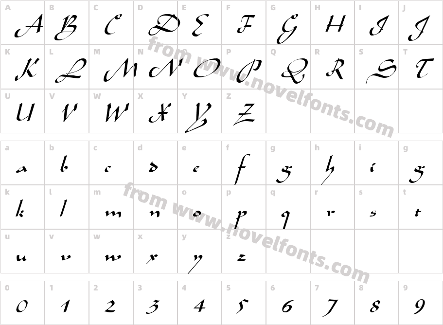 Aladdin ItalicCharacter Map