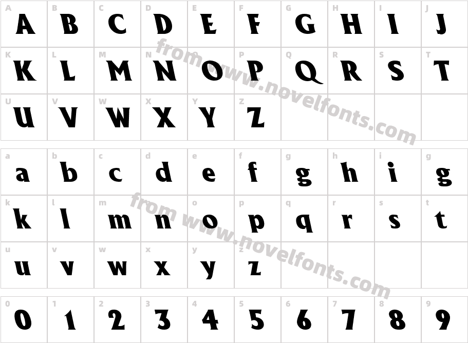 AlbertaBackslantHeavy RegularCharacter Map