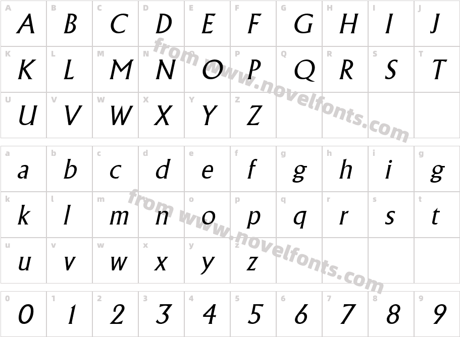 Alberta Light ItalicCharacter Map