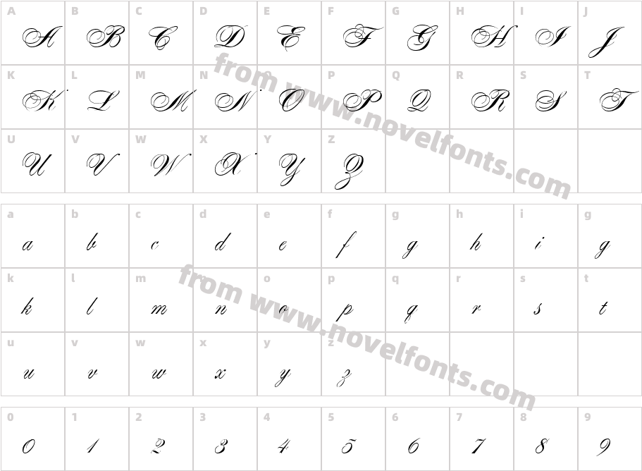 Alexandra ScriptCharacter Map