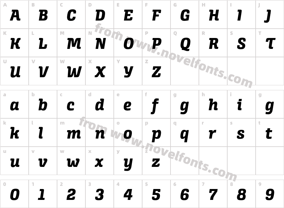 Alianza Italic800Character Map