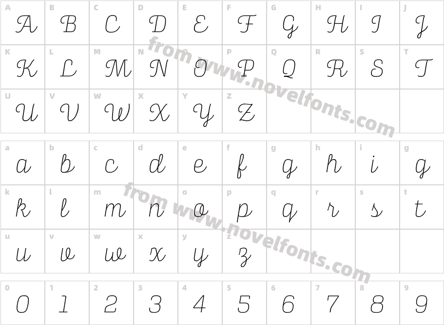 Alianza Script100Character Map