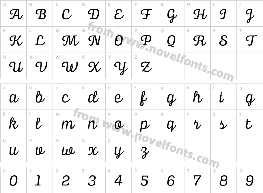 Alianza Script400Character Map