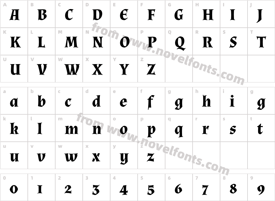 Almendra BoldCharacter Map