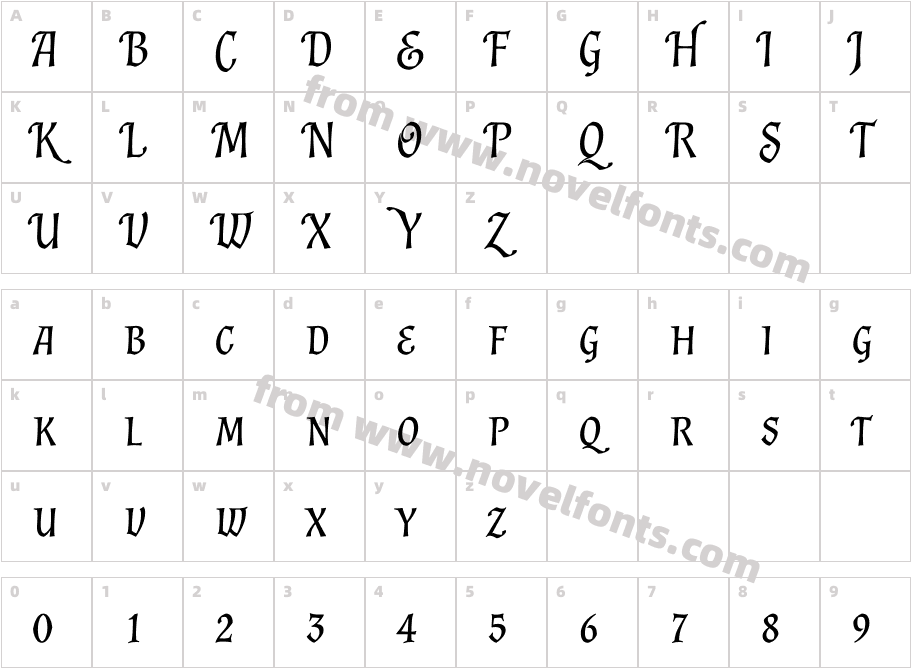 Almendra SC ItalicCharacter Map