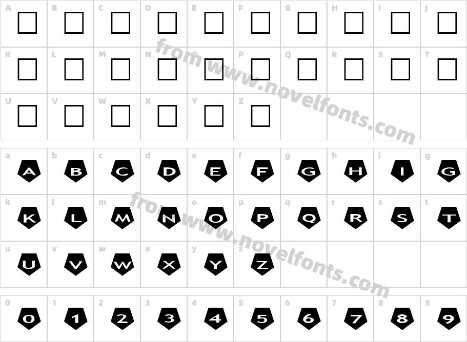 AlphaShapes pentagons 2Character Map