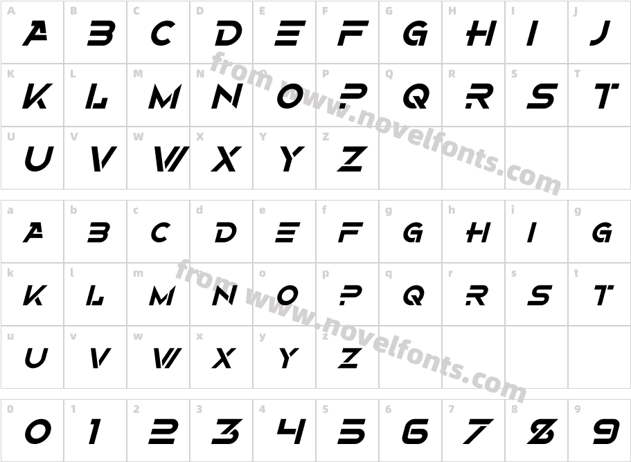 Alternity ItalicCharacter Map