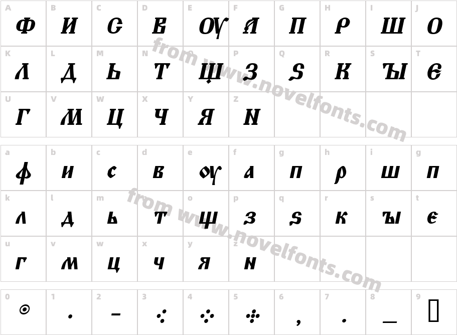 Altrussisch Bold ItalicCharacter Map