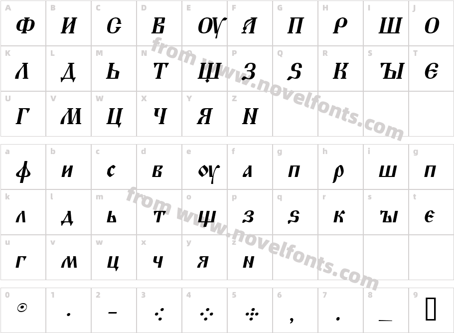 Altrussisch ItalicCharacter Map