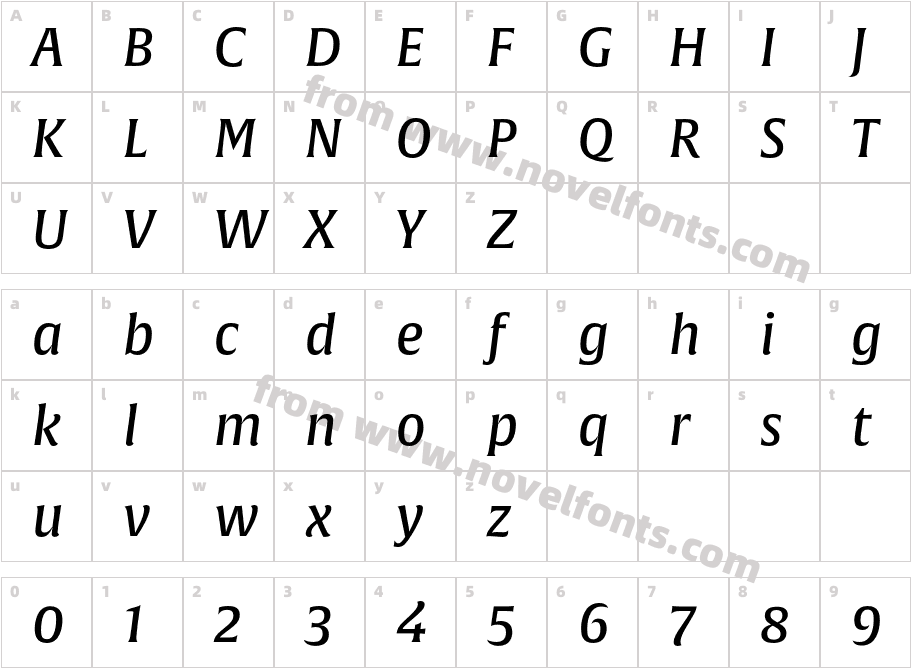 Alverata Md ItalicCharacter Map