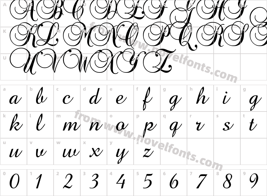 Baroque ScriptCharacter Map