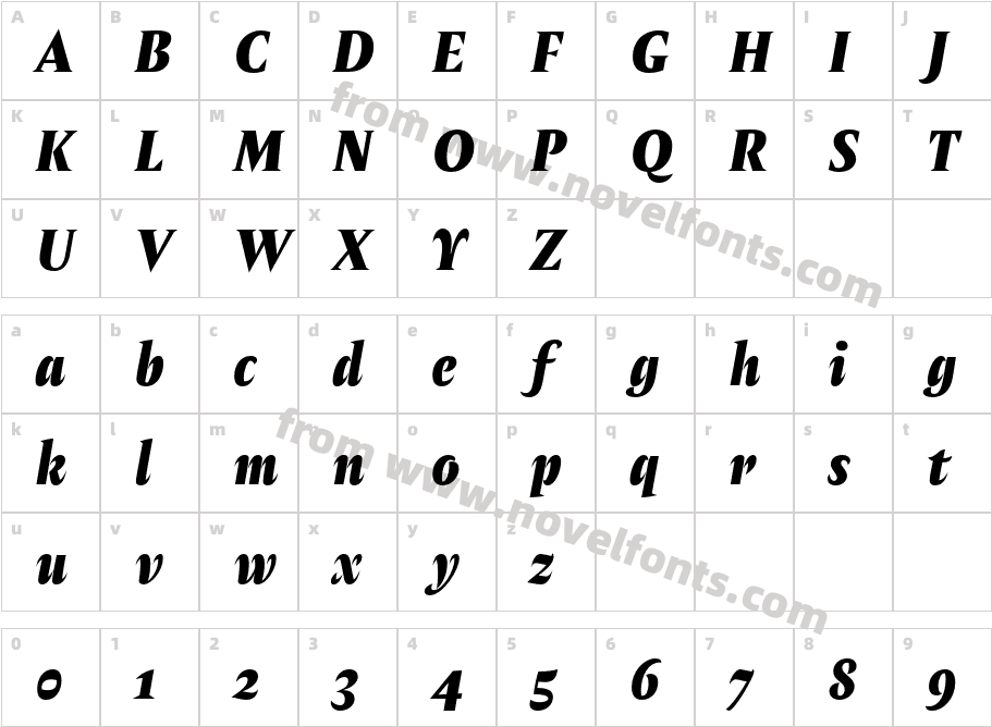 Amster Black ItalicCharacter Map