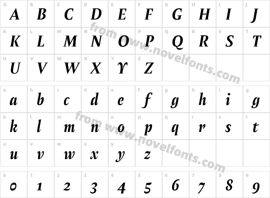 Amster Bold ItalicCharacter Map