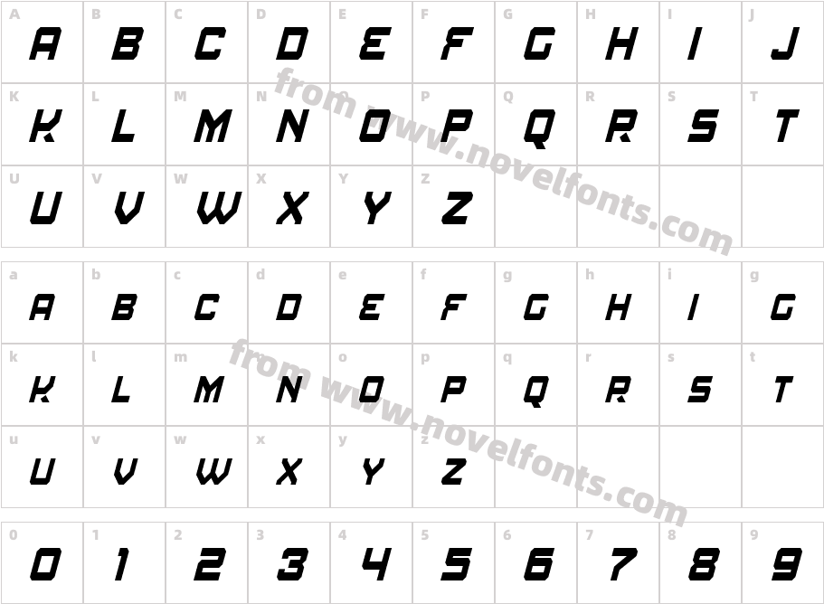 Amuro Condensed ItalicCharacter Map