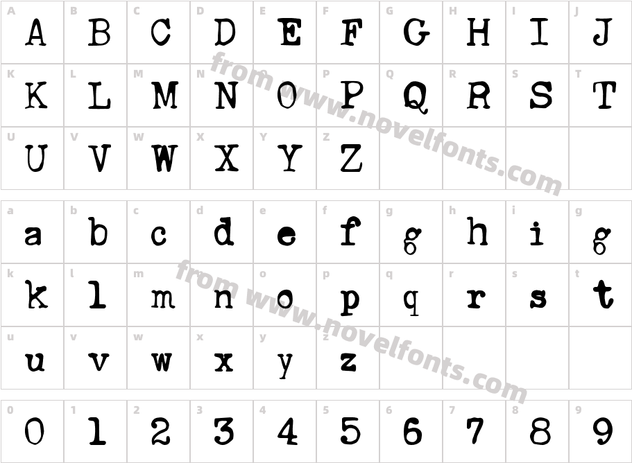 Ana's Rusty TypewriterCharacter Map