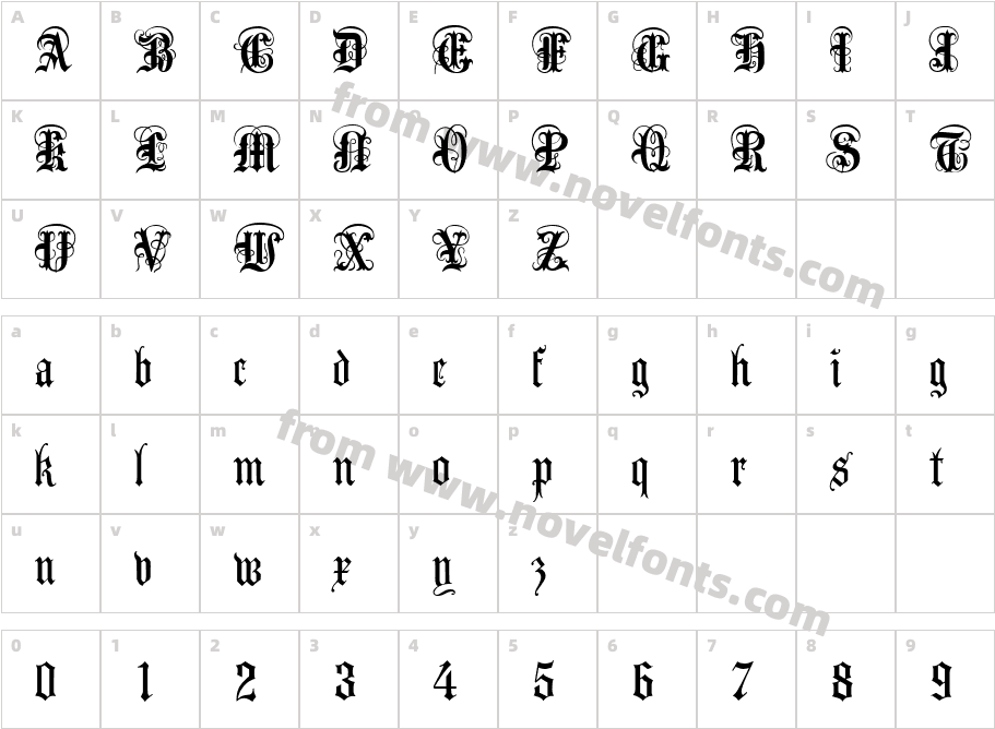 Anglican Text UNZ1LCharacter Map