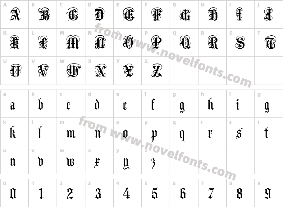 Anglo Text RegularCharacter Map