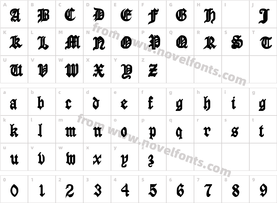 AngloSSK BoldCharacter Map