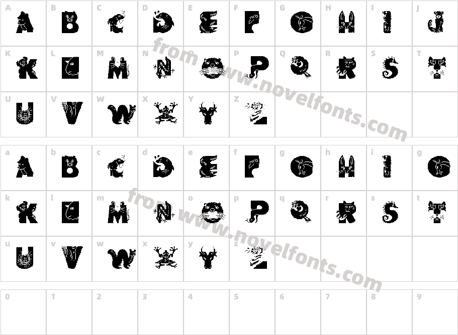 Animal AlphabetCharacter Map