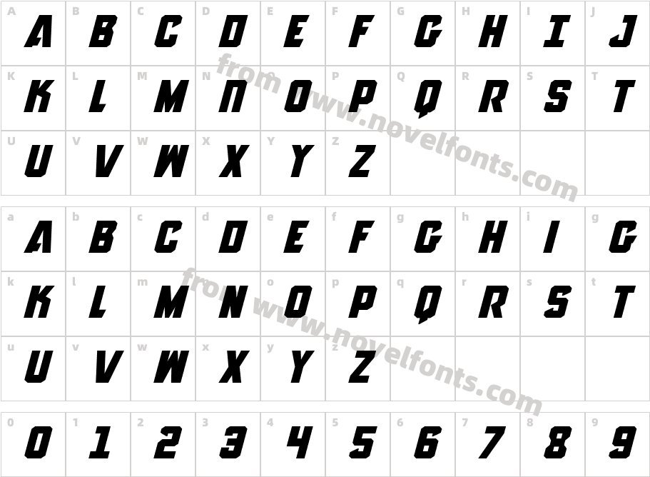 Anitlles Expanded ItalicCharacter Map