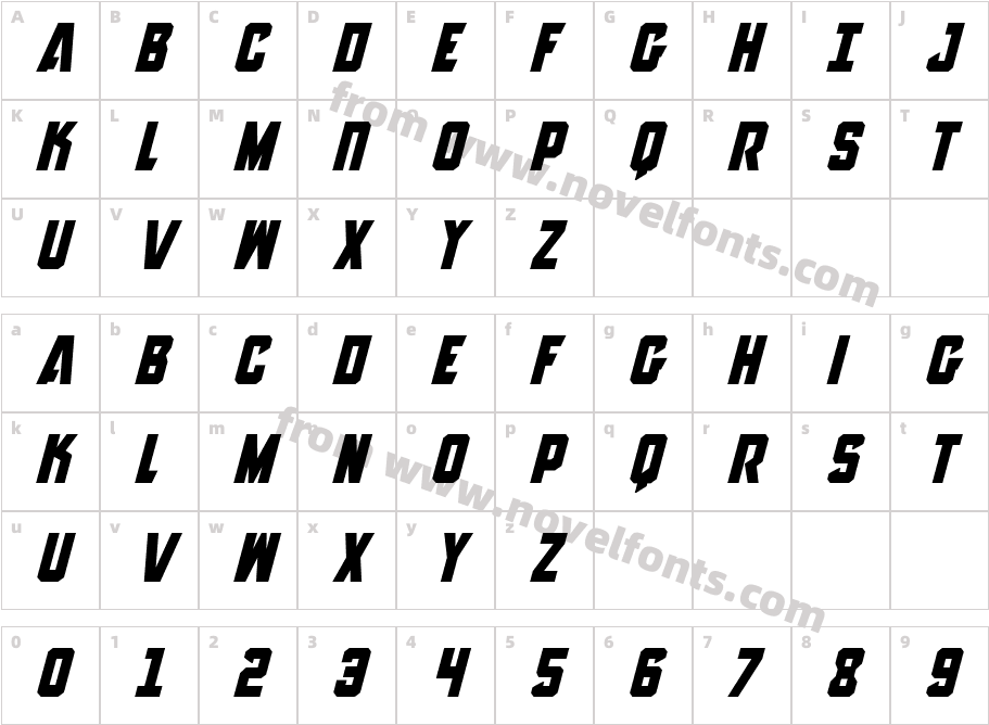 Anitlles ItalicCharacter Map