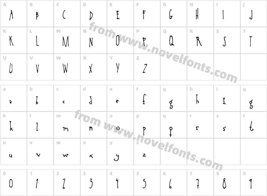 Another Hand FontCharacter Map