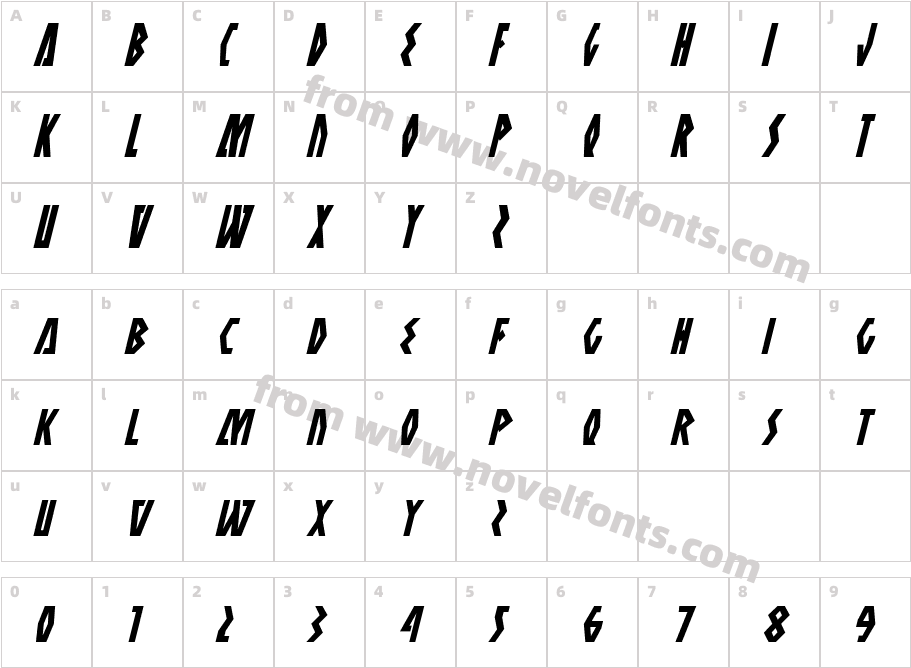 Antikythera Condensed ItalicCharacter Map