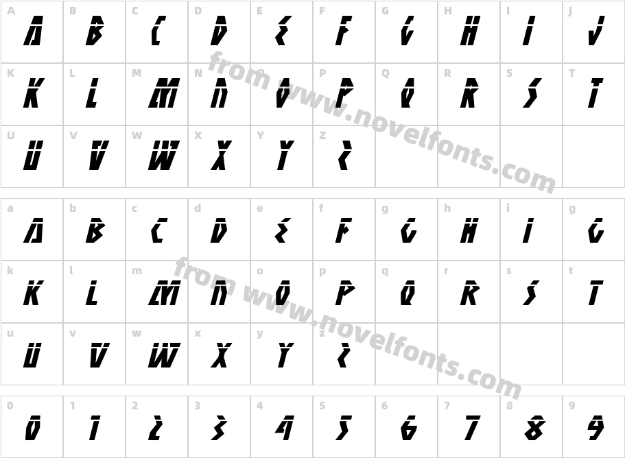 Antikythera Laser ItalicCharacter Map