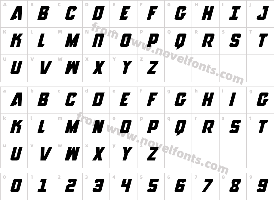 Antilles Expanded ItalicCharacter Map