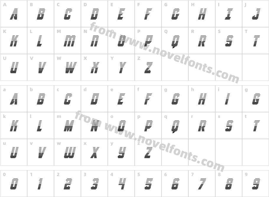 Antilles Gradient ItalicCharacter Map