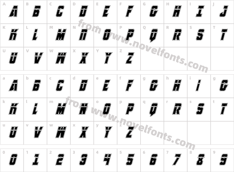 Antilles Laser Academy ItalicCharacter Map