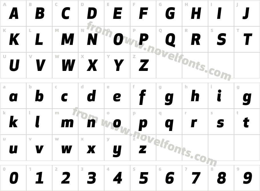 Apex New Heavy Italic TrialCharacter Map