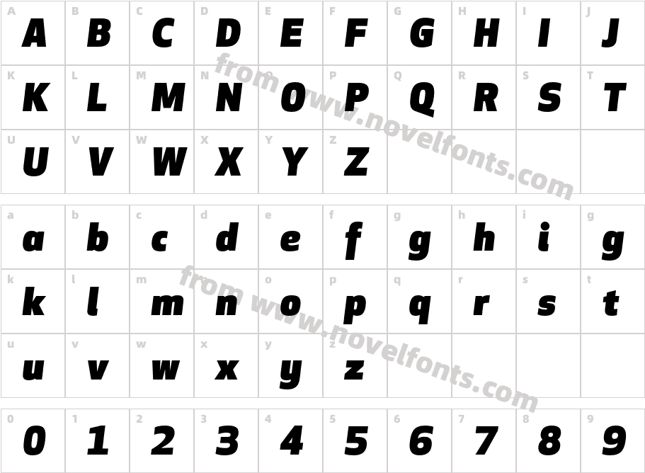 Apex New Ultra Italic TrialCharacter Map