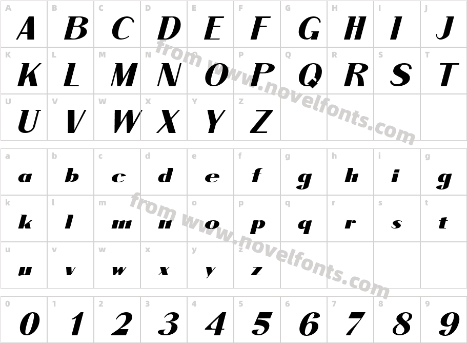 Ar Tarumian Grqi Nor Bold ItalikCharacter Map