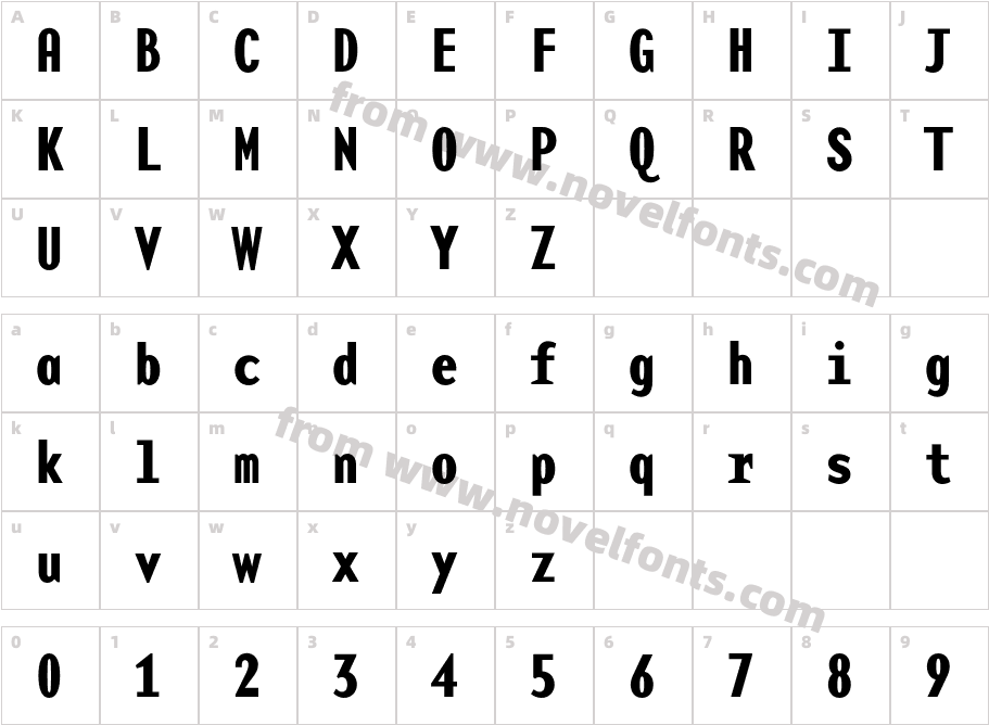 BaseMonoNarrowBoldCharacter Map