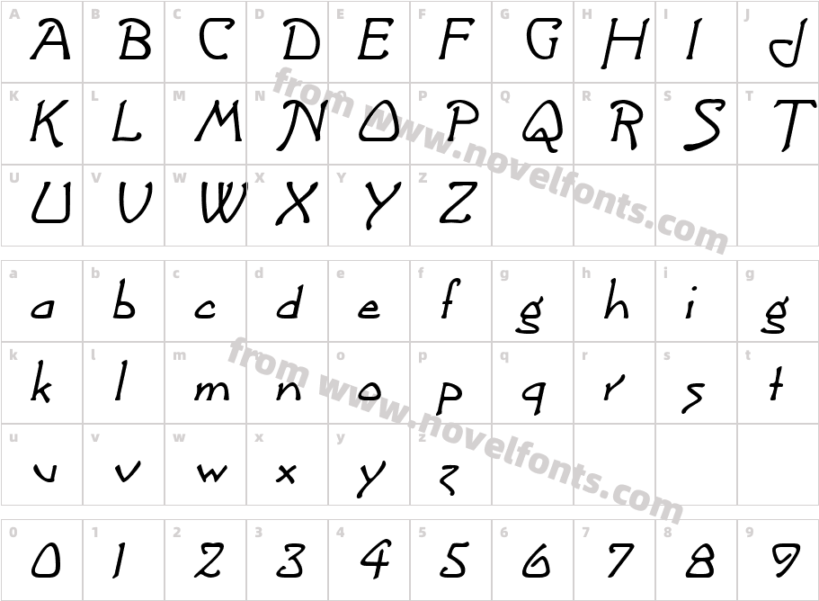 Argonaut ItalicSWFTECharacter Map