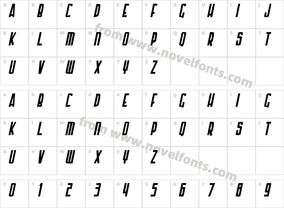 Armor Piercing ItalicCharacter Map