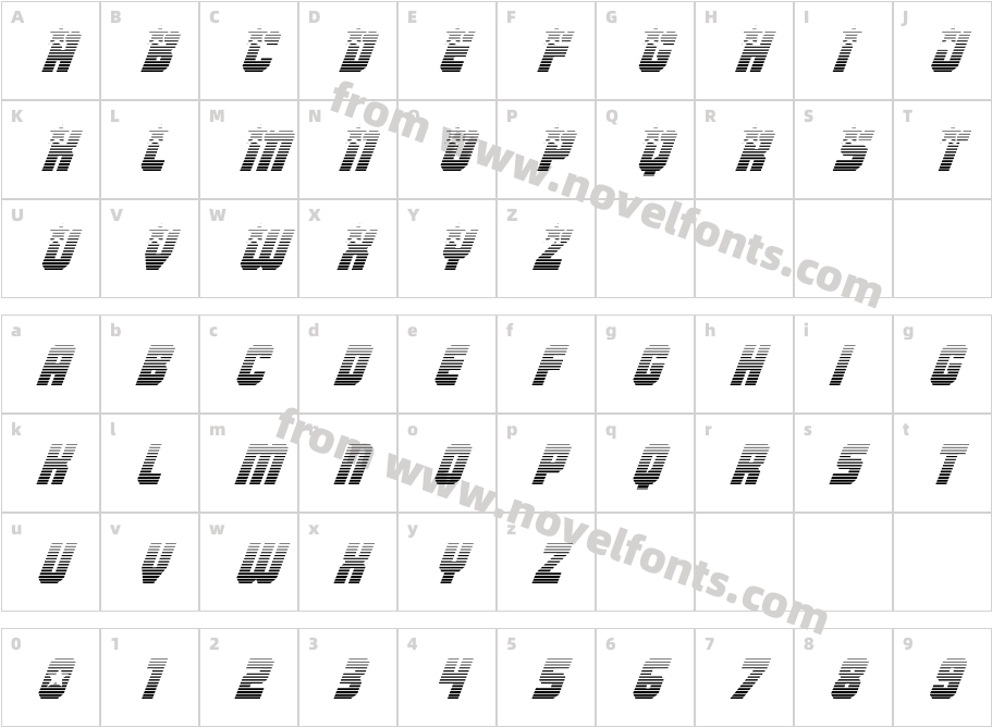 Army Rangers Gradient ItalicCharacter Map