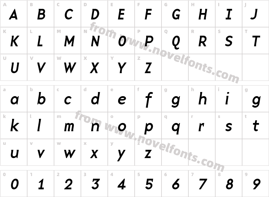 BaseNine ItalicCharacter Map