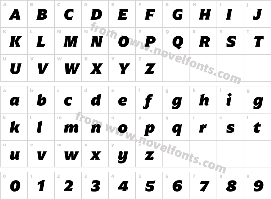 Arpona Black ItalicCharacter Map