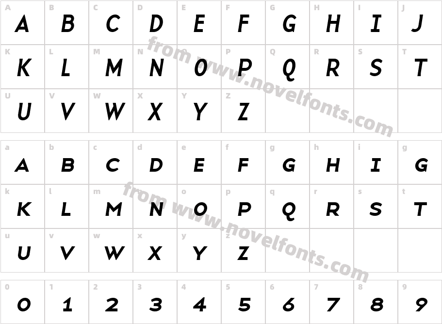 BaseNineSmallCaps ItalicCharacter Map