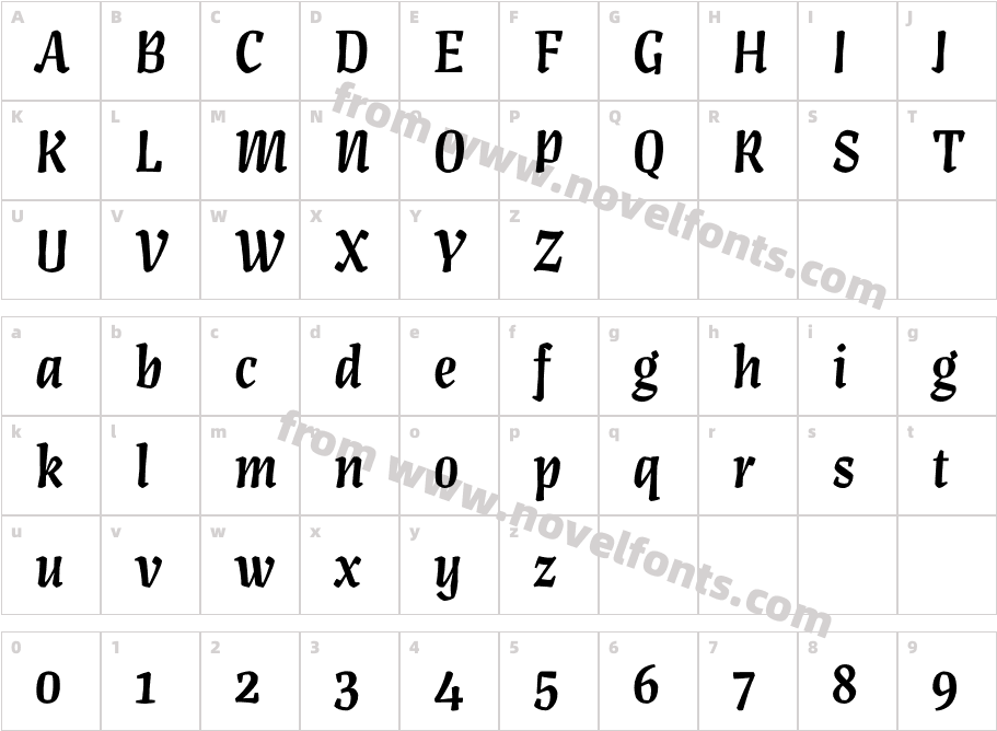 Artigo Display MediumCharacter Map