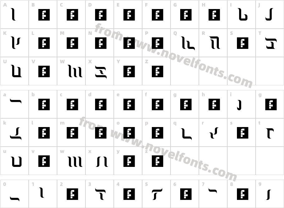 Atlantia's Script RegularCharacter Map