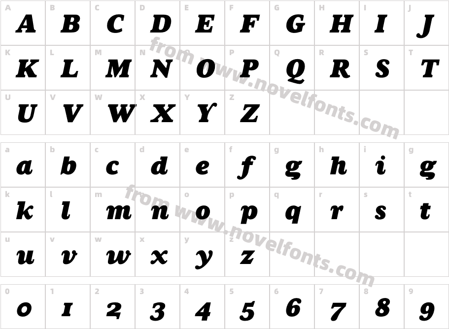 Aurea Ultra ItalicCharacter Map