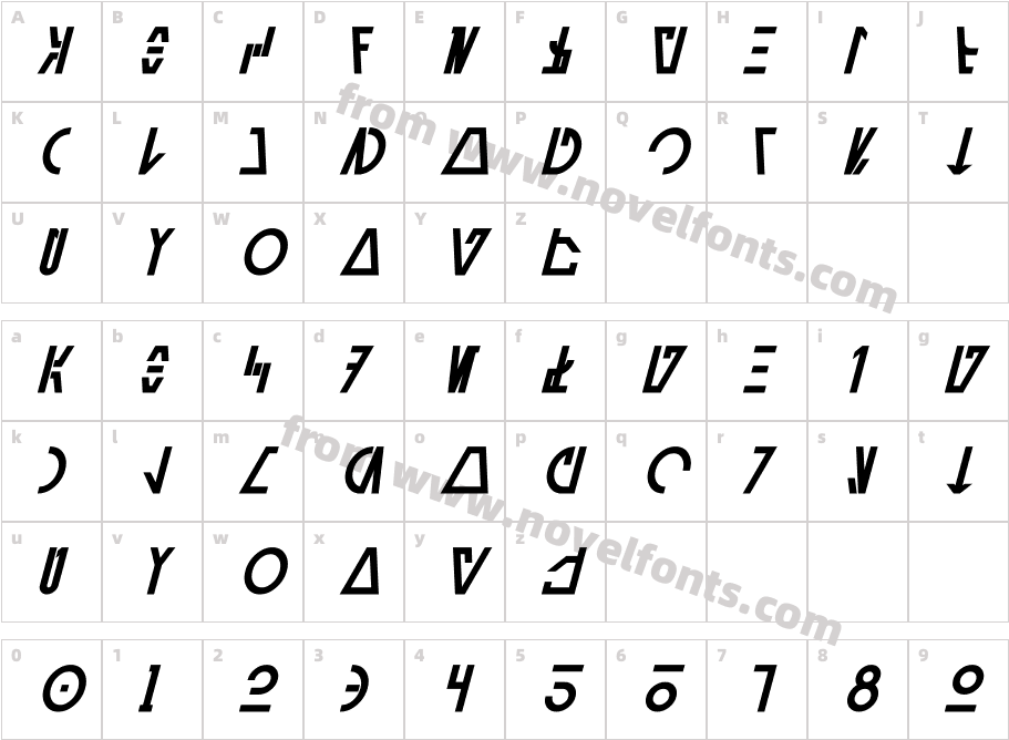 Aurebesh Cantina Bold ItalicCharacter Map